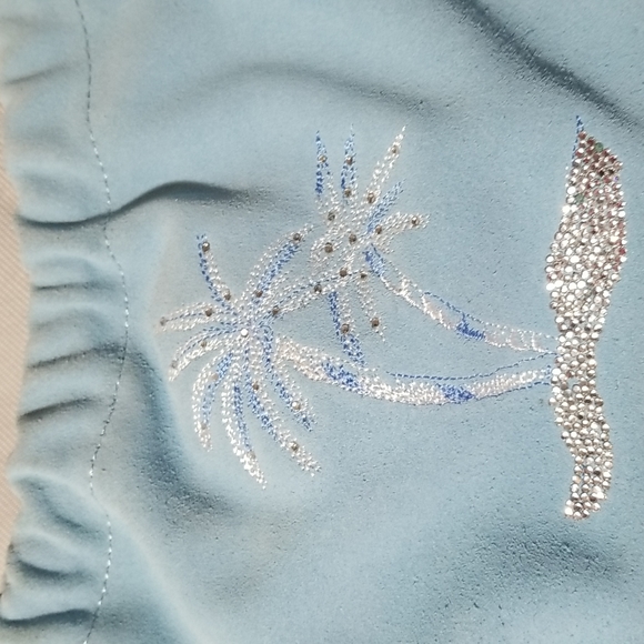 HYPE GENUINE SUEDE LEATHER BLUE PURSE WITH SPARKLY  PALM TREES ON IT - Picture 2 of 8